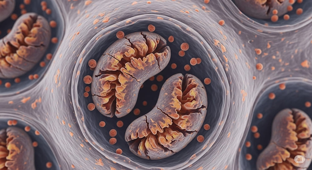 Cells with damaged mitochondria