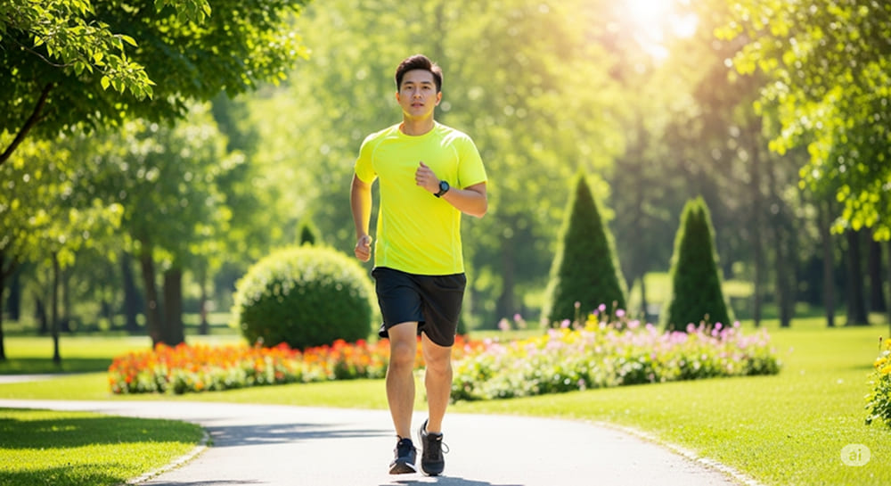 A person exercising outdoors.