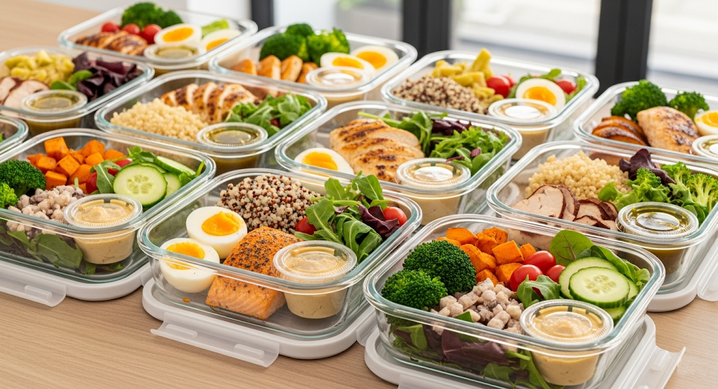 Healthy meal prep in containers