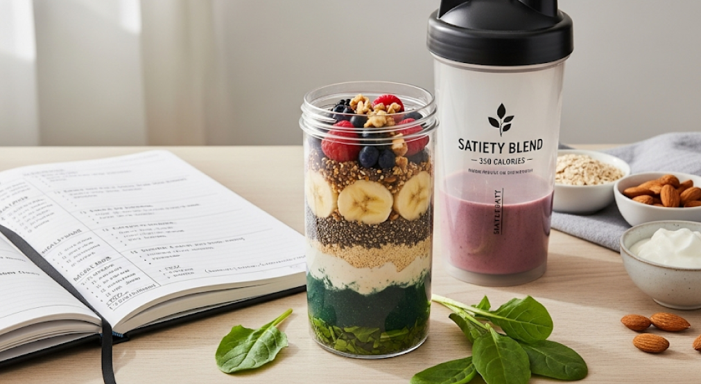 Person enjoying a protein shake while keeping track of fitness and diet.