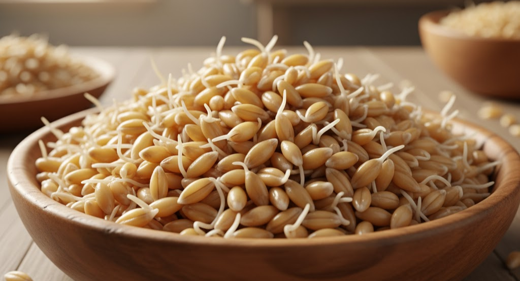 Sprouted wheat and barley grains rich in B vitamins.