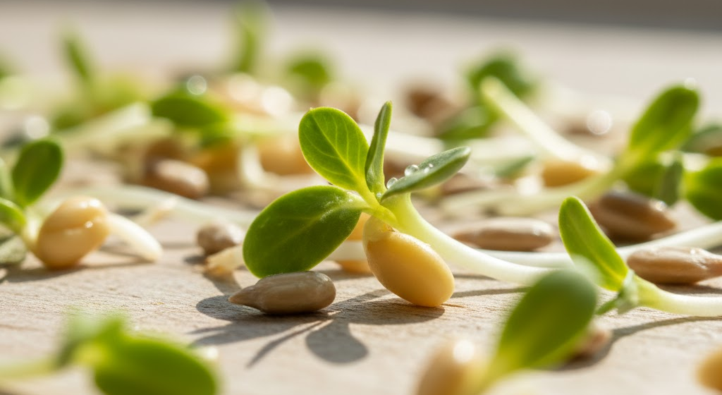 Close-up of fresh sprouted seeds