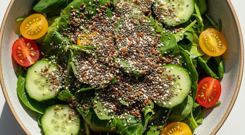 Fresh salad with sprouted seeds