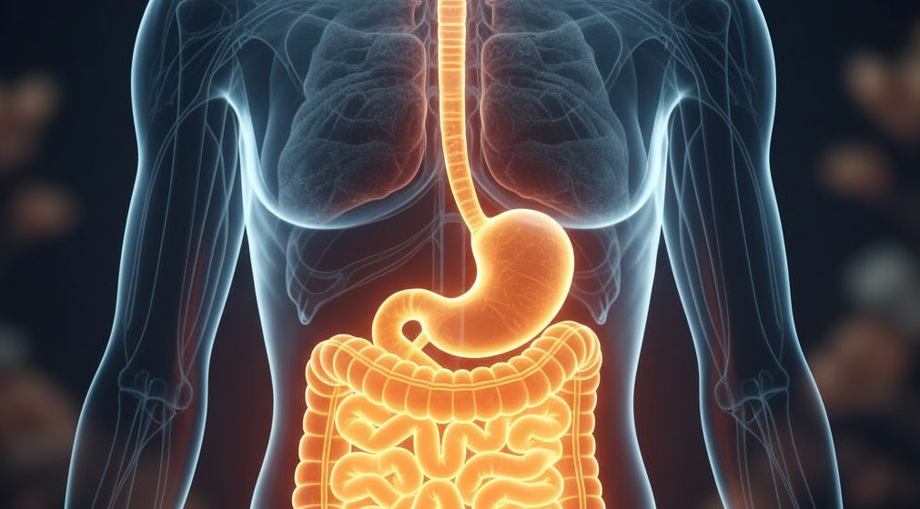 Artistic photorealistic visualization of healthy human digestive system