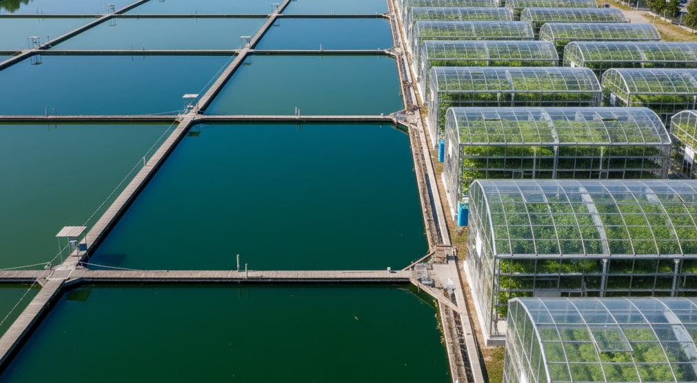 Spirulina farm and hydroponic sprout garden