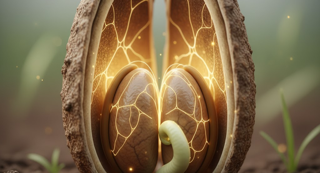 Visual representation of enzymatic activation in germinating seeds