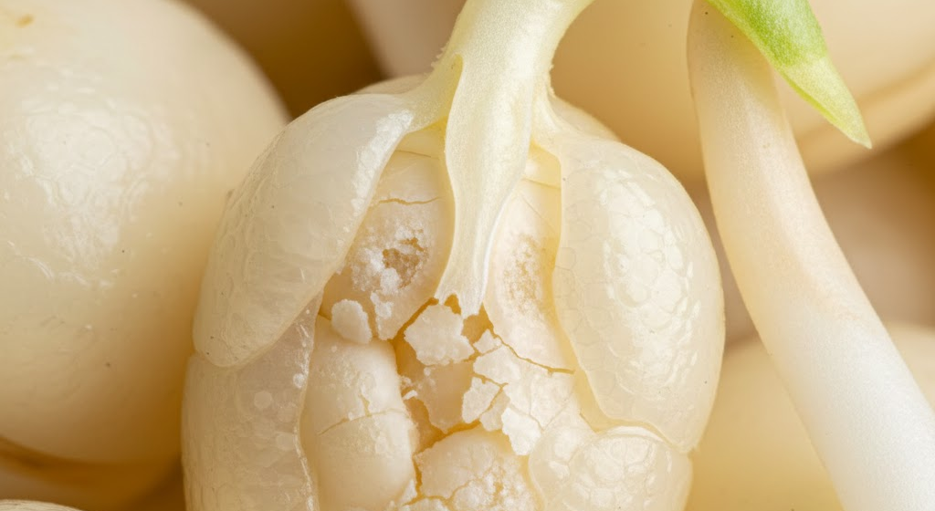 Macro view showing nutrient redistribution within sprouted seeds