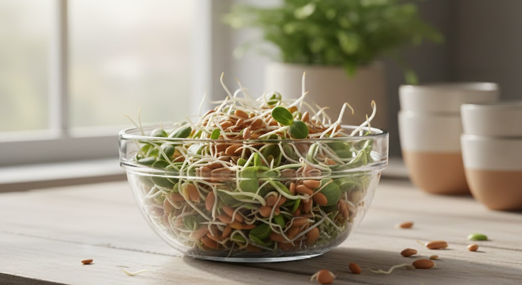 Sprouted seeds supporting gut health and digestive balance.