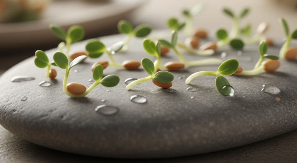 Sprouted seeds supporting hormonal balance and stress adaptation.