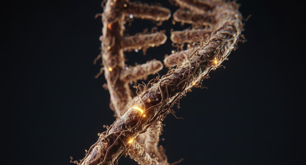 DNA structure representing epigenetic aging