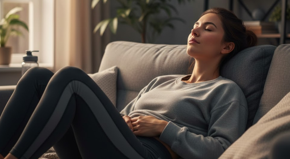 Person resting after physical stress to recover