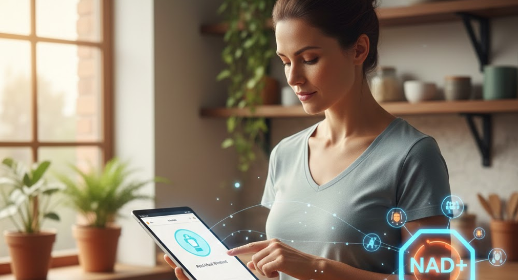 Person with nutrient-rich meal preparing for exercise, illustrating mitochondrial support