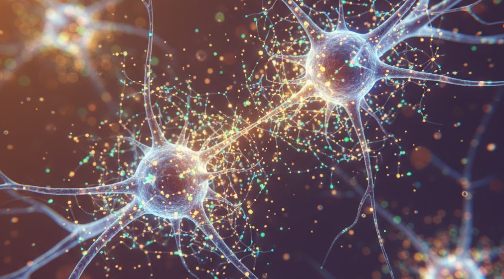 Glowing brain with synapses forming, illustrating neuroplasticity