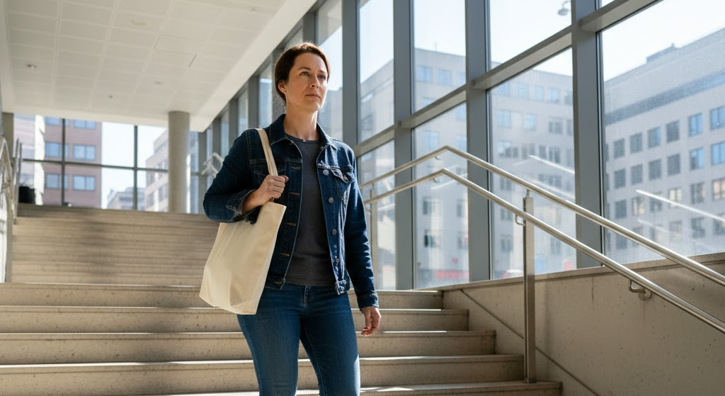 Person choosing stairs representing daily hormetic stress
