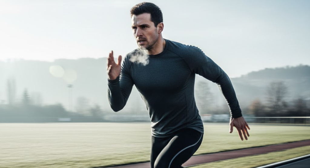 Person sprinting outdoors representing physical hormetic stress