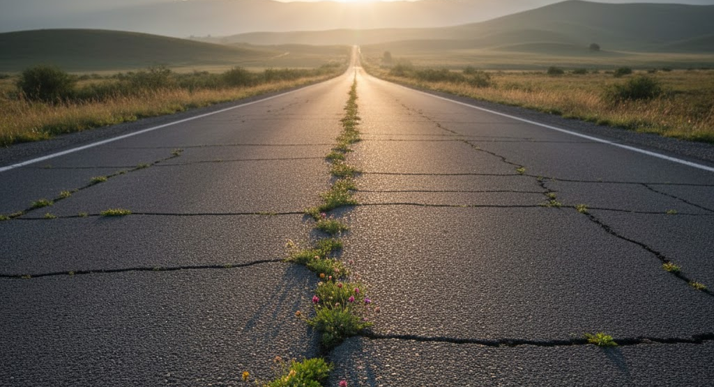 Road symbolizing long-term aging journey