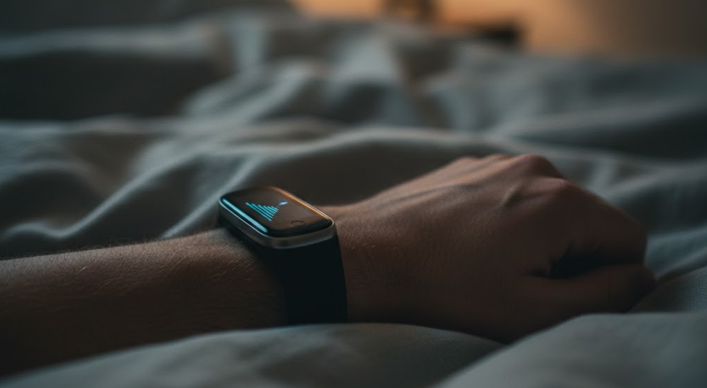 Wearable device monitoring sleep at night