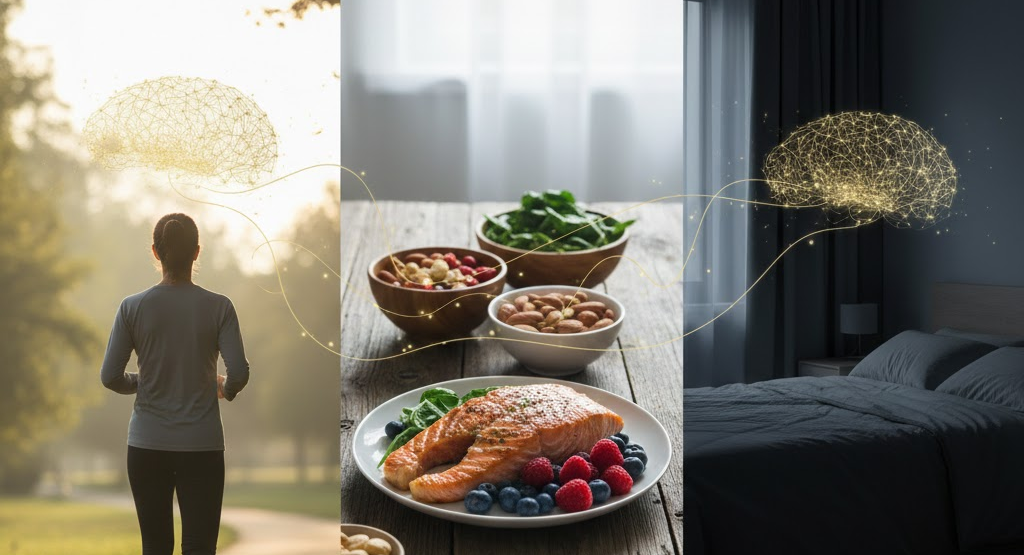 Combination of exercise, sleep, nutrition, and light for brain health