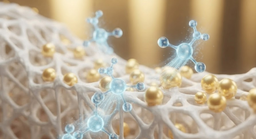 Molecular construction site representing bone mineralization