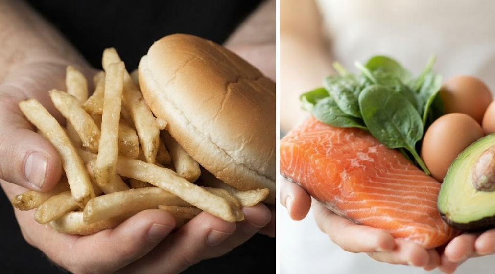 Comparison between processed fast food and nutrient-dense whole foods