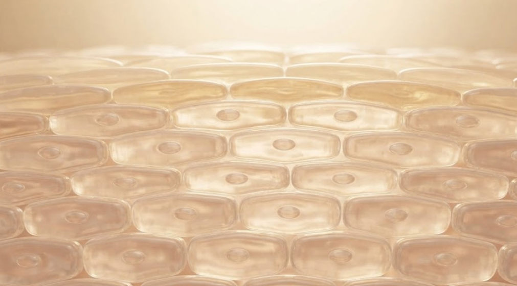 Layers of healthy skin cells regenerating, facilitated by Vitamin A.
