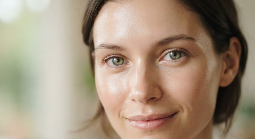 Portrait of healthy person with radiant skin