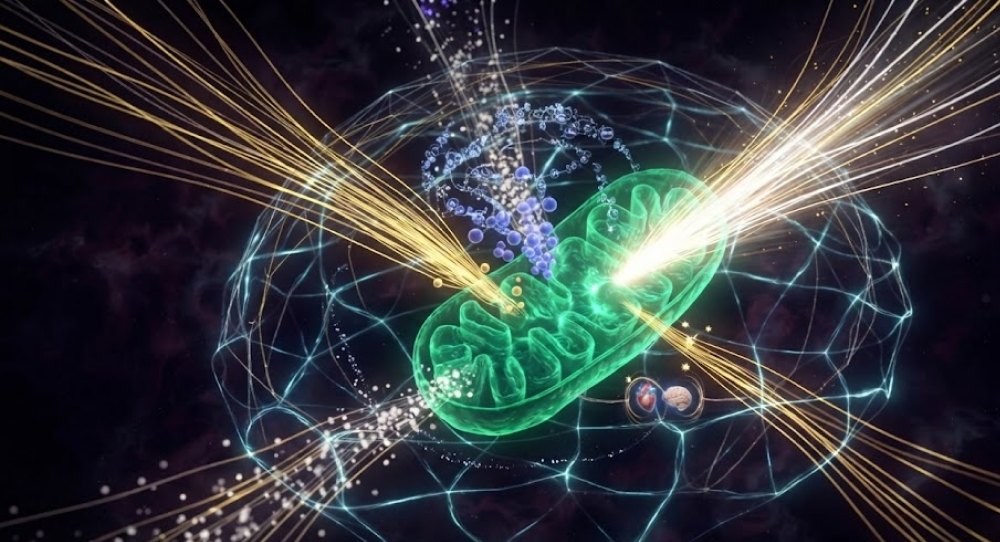 Digital art of a mitochondrion powered by B-vitamins and micronutrients.