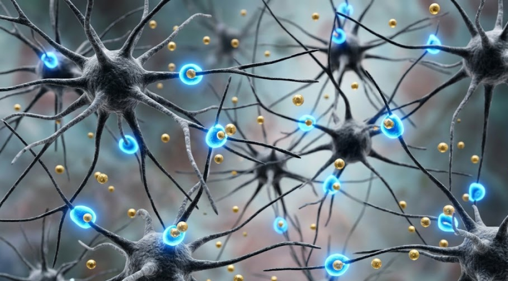 Microscopic visualization of Vitamin D molecules binding to VDR receptors in brain tissue