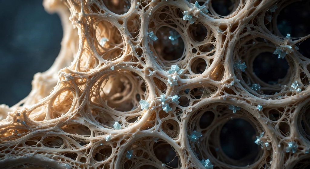 Stressed cellular landscape with crimson light and inflammatory molecules blocking closed receptors