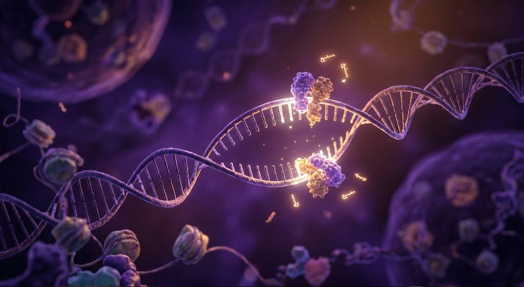 Retinoic acid receptor heterodimer RAR-RXR complex docking onto chromatin and unwinding DNA double helix inside a cell nucleus